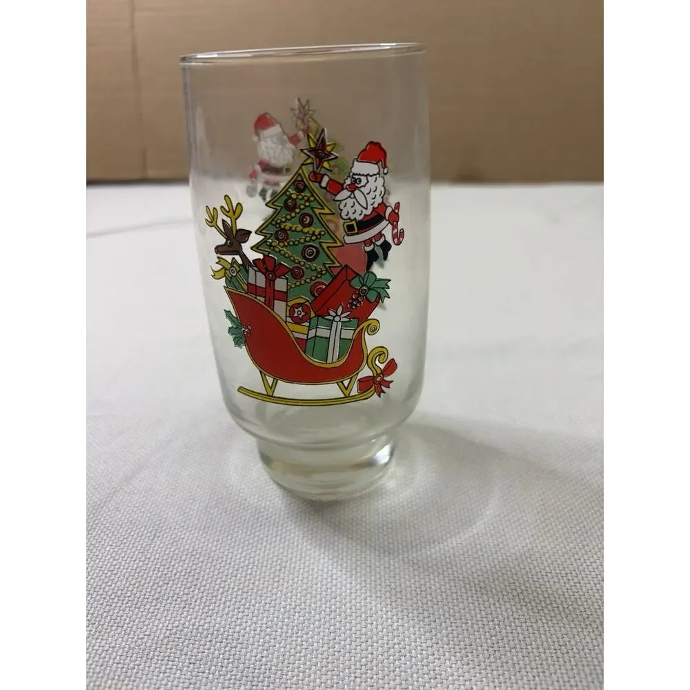 VTG Coca-Cola Drinking Glass Unisex 14 Oz 1985 McCrory Christmas Santa Sleigh